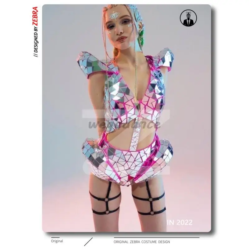 

New Sexy Reflective Mirror GOGO DS Show Nightclub Bar Costume For Women