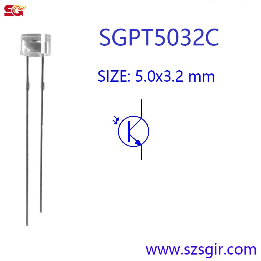 20 PCS 5mm Flat Lens NPN Phototransistor SGPT5032C Photosensor Photosensitive receiving transistor bjt transistor transistors kit