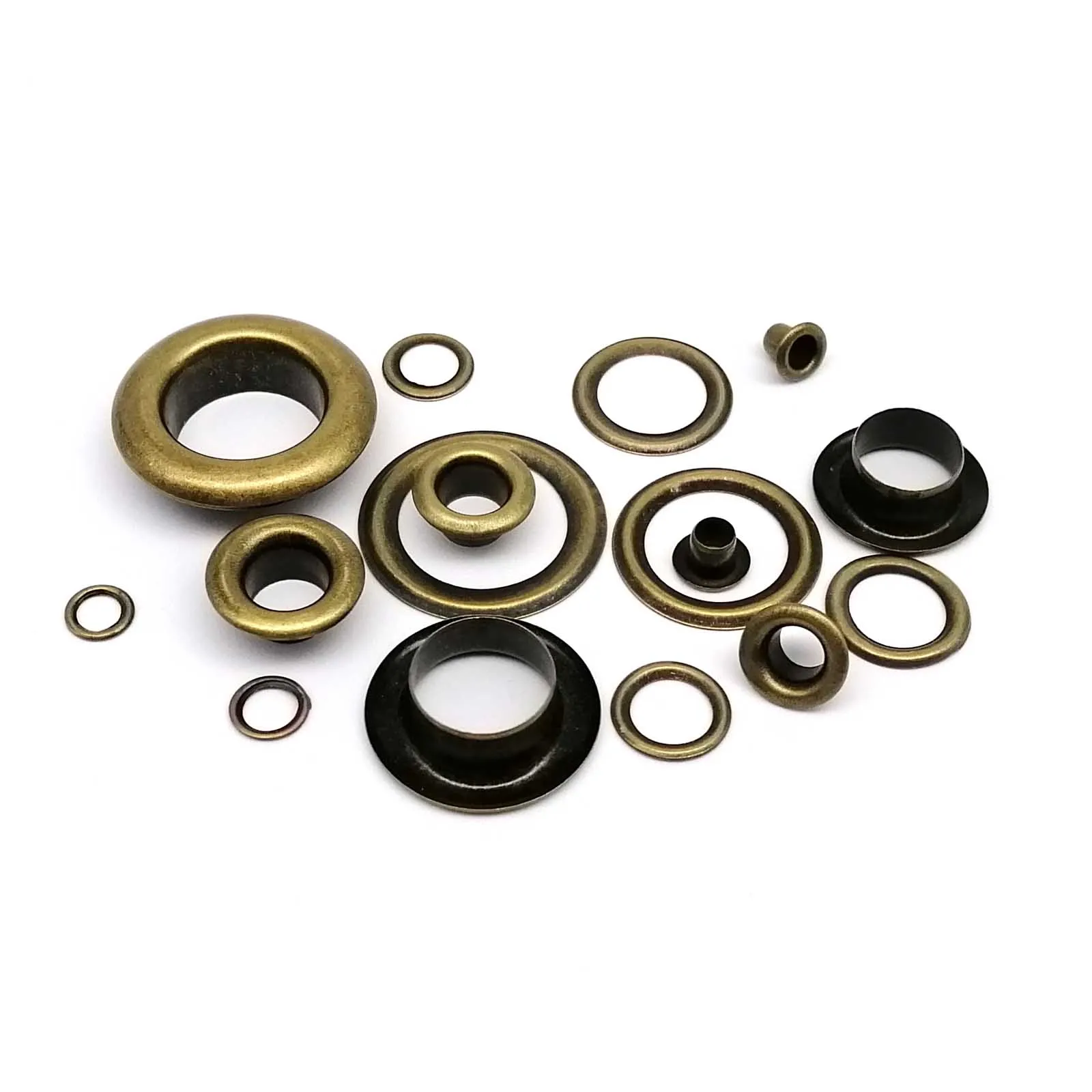 100sets 2.5mm to 12mm Antique Brass Bronze Eyelet With Washer Grommet Ring Air Hole Rivet For Leather Bag Shoes Belt Cap Clothes eyelet grommet ring eyelet grommet ring kit grommet eyelet kit metal eyelet buttons