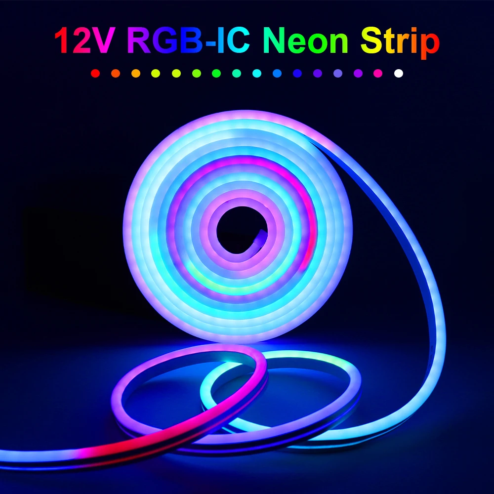 12V Rgb Ic Led Neon Strip Light Rgb Indirizzabile Dream Colors Led Neon Strip Per L'Illuminazione Della Piscina Funziona Con Bluetooth Smart App