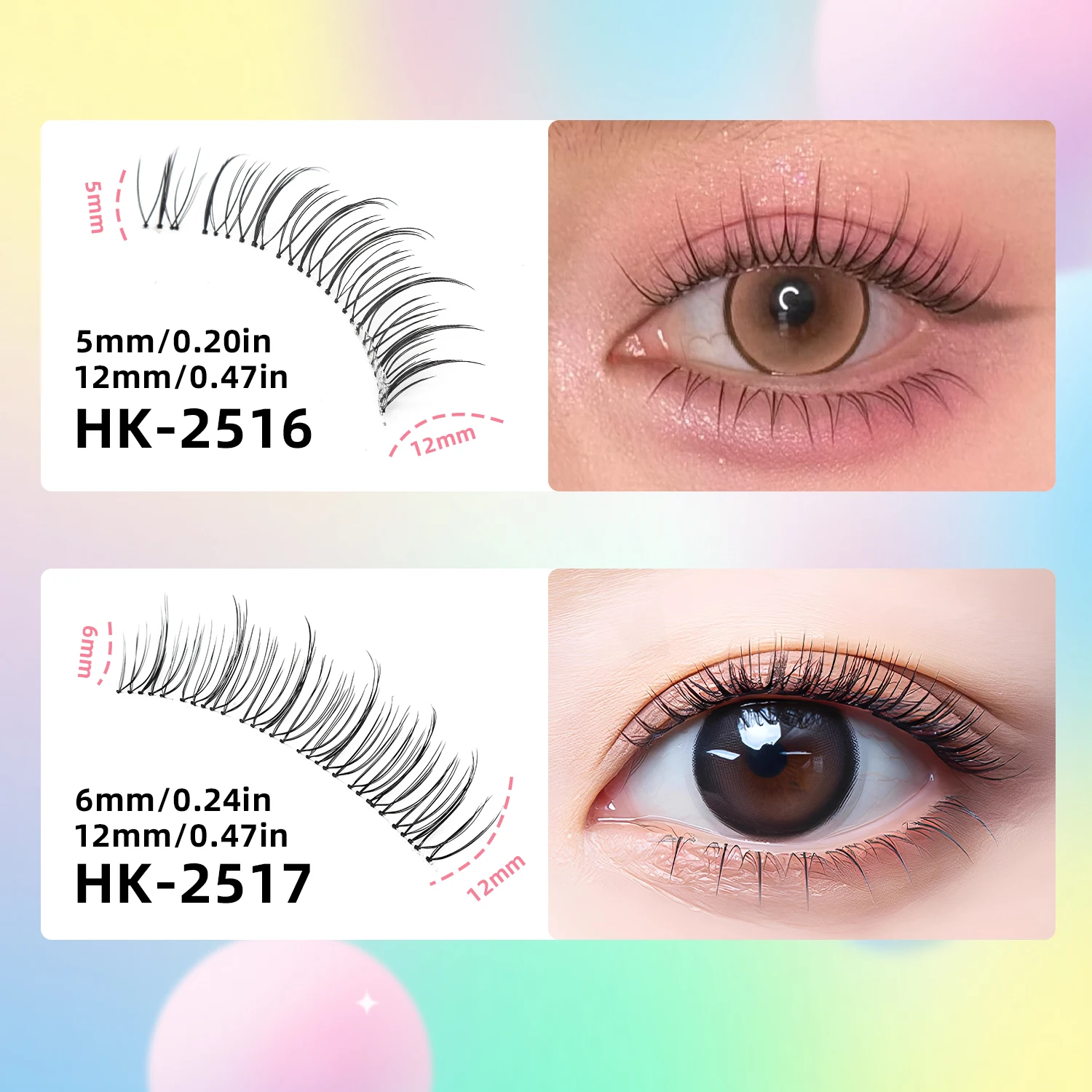 14 Pairs of Natural False Eyelashes in U-shaped Female Group Design with Transparent Band Design and Korean Cartoon Eyes and Han