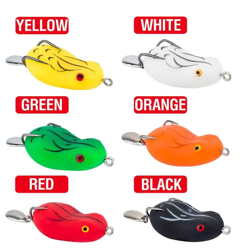 

5cm/9g Frog Lures Fake Bait With Double Hook 6 Color Artificial Soft Fishing Lure Fishing Gear Accessories Dropship