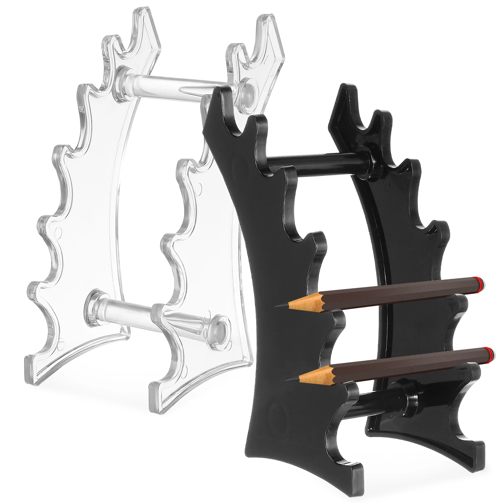 

2 Pcs Plastic Ballpoint Pen Holder Storage Sector Penholder Display Stand For Vendors Organizer Desk