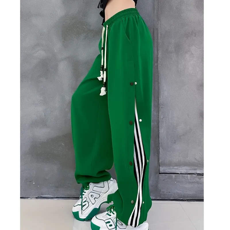 

Women's Bottoms Black Drawstring Sweatpants Casual High Waist Straight Mopping Pants Fashion Baggy Wide Leg Trouser Female Autum