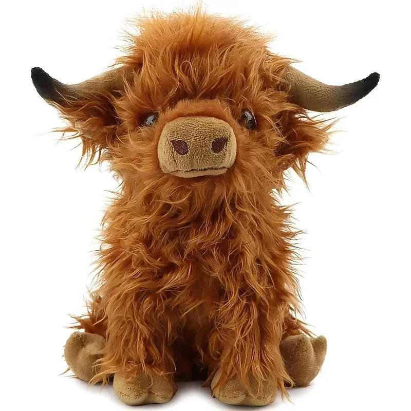 

Плюшевые игрушки Highland в виде коровы, реалистичные мягкие игрушки на ферме, 10-дюймовая мягкая коровья плюшевая игрушка, рождественский подарок для детей