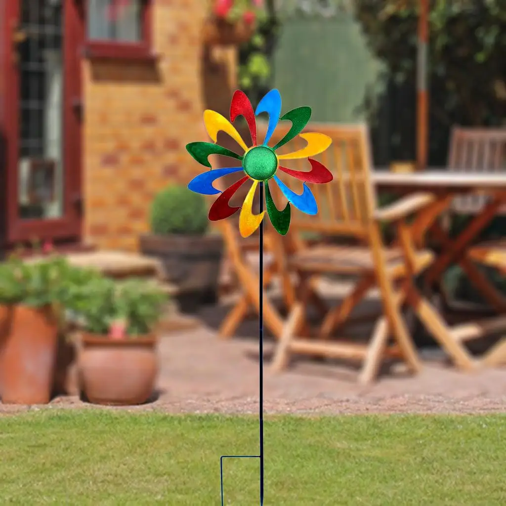 Creative Metal Iron Rainbow Outdoor Pinwheel Wind Spinner Decoration Toys