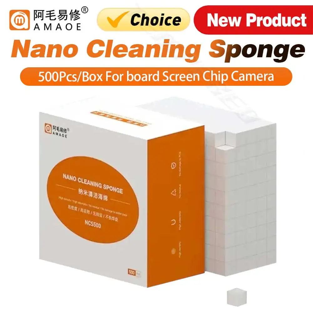 Amaoe NCS500 Nano Cleaning Sponge 500Pcs/Box For Mobile Phone Motherboard Screen Chip Frame Camera Remove Gue Cleaning Tools Set