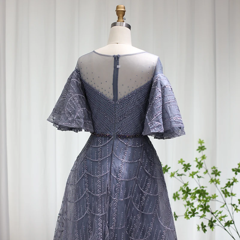 S81e94efadad8422dbc324fd9888cdff3K Luxury Dubai Pink Evening Dresses for Women Wedding Party Flare Sleeves Burgundy Arabic Plus Size Formal Gowns Mallzona