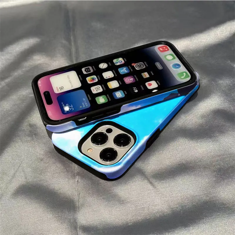 Love Night 2 In 1 Phone Case for iPhone 15 14 11 13 12 MINI Pro Max  Plus Edge Pattern Hard PC Cover Silicone Inner Layer Coque