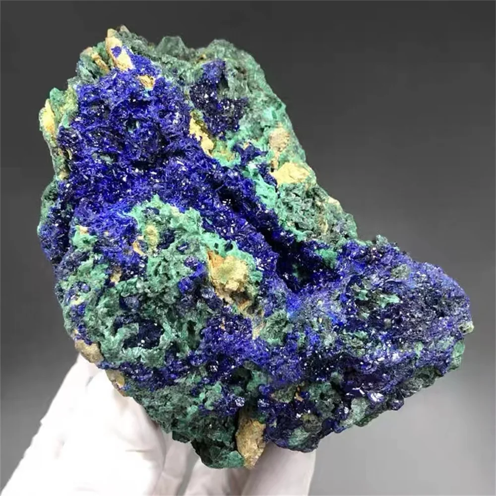 Natural Azurite Malachite Geode Quartz  Crystal Geode Cluster Mineral Specimen Teaching Research   Stone Collectible