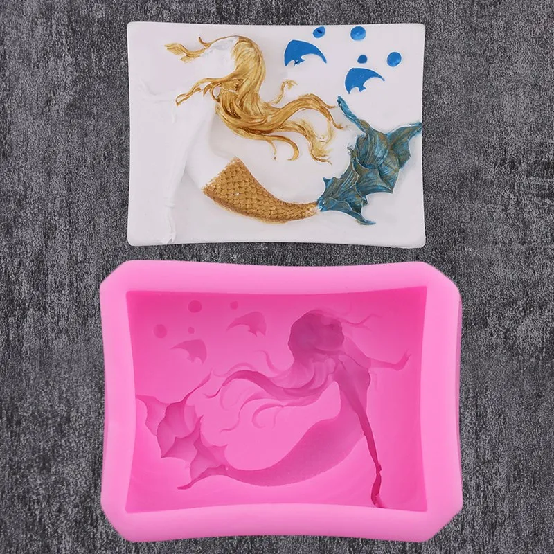 

Mermaid Liquid Silicone Mold Handmade Soap Plaster Fondant Mousse Cake Dessert Pastry Decoration Kitchen Baking Accessories Tool