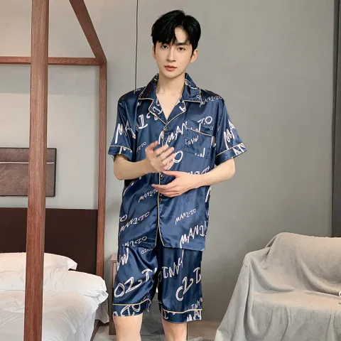 Men Comfortable Pyjamas Oversize 4XL 5XL 90kg Short Sleeve Casual Home Wear  Summer Silk Boy Pajama Set Leisure Sleepwear Set - AliExpress