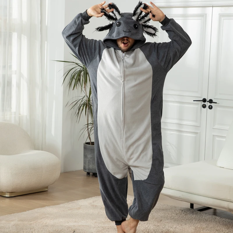 Salamander adult unisex animal costume cosplay costume kigurumi one piece pajamas halloween party newt hooded cartoon pajamas