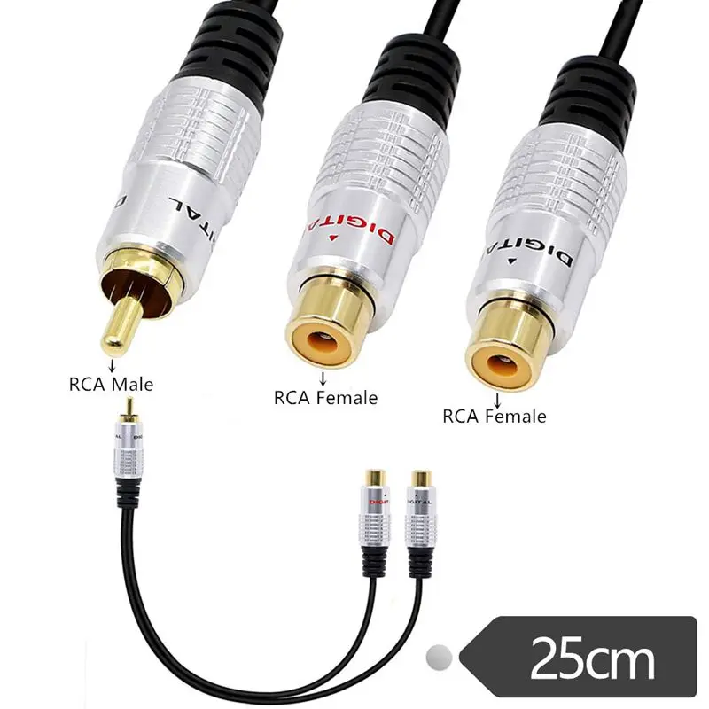 Guscio In Alluminio Placcato Oro 1Rca Maschio Femmina A 2Rca Maschio Femmina Audio E Video Lotus Line Home Theater Ofc