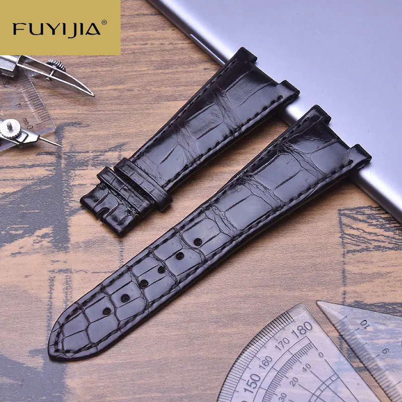 Fuyijia Nile Crocodile Skin Cinturini Sostituto Personalizzato P-Ateklace Nautilus 5711 Calibratore Per Cinturini Cintura In Vera Pelle Da 25Mm
