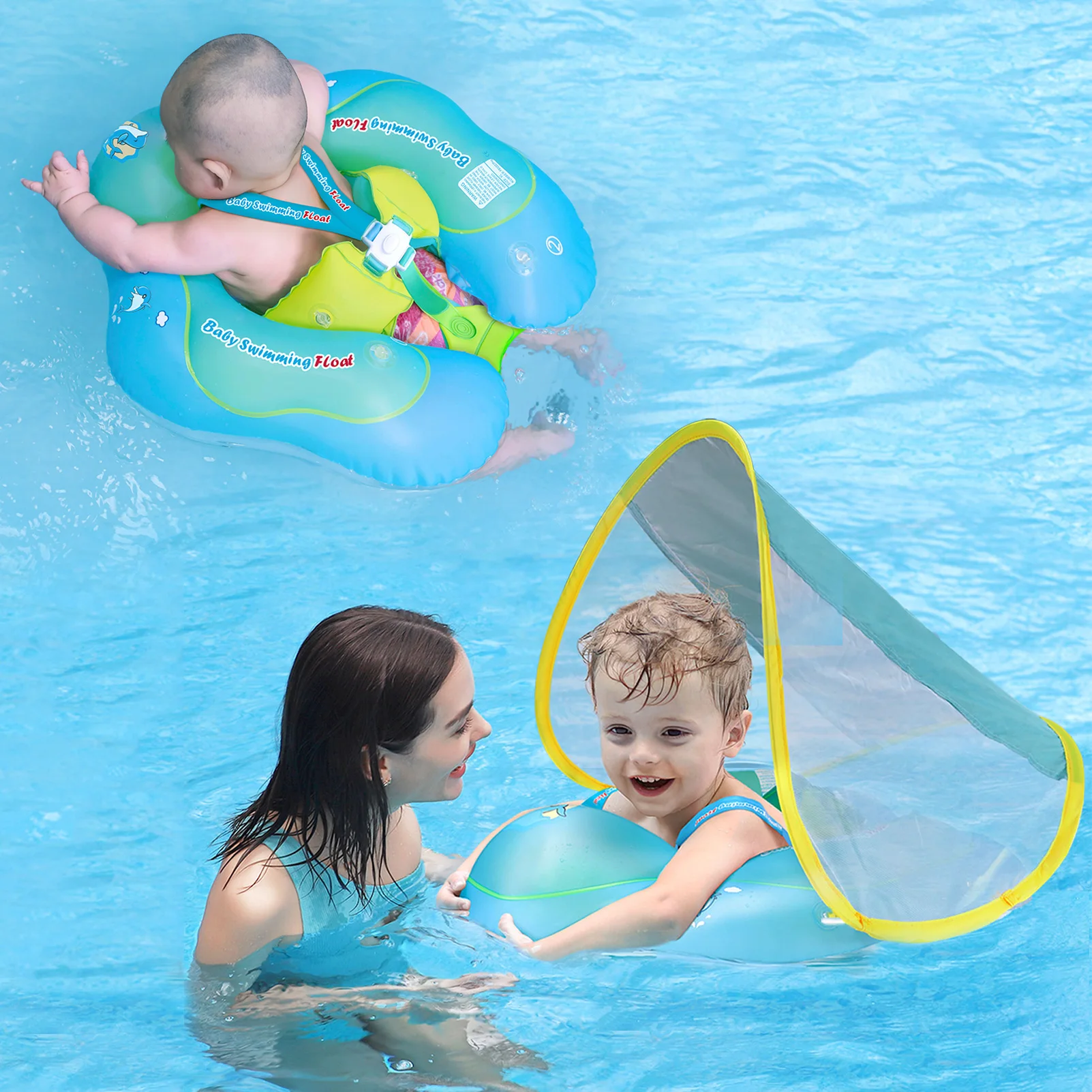 Swimming Pool Float Swimbobo Baby Swimming Pool Float With Canopy Inflatable Infant Floating Ring Kids Swim Accessories Circle Bathing Summer Toys