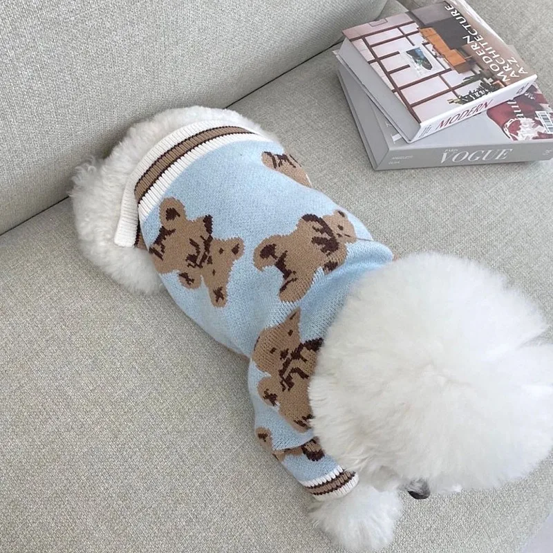

Full Print Teddy Bear, Puppy, Dog Clothing, Autumn Teddy Bear, Cherry Cat, Small Dog Pet, Autumn/winter Sweater