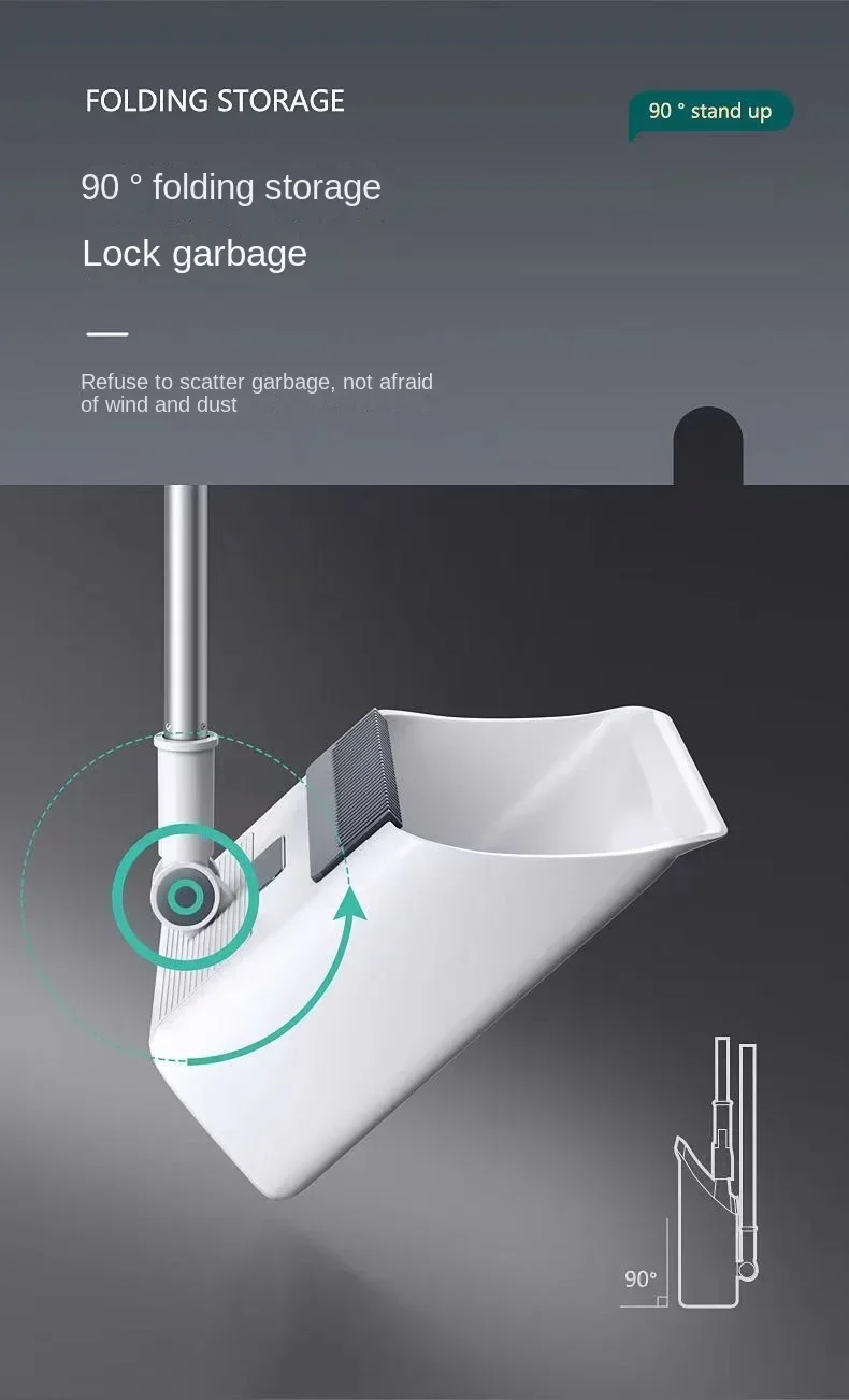 Description Picture 6 of itemThickened Vertical Broom Dustpan Floor Brush Set Indoor Non-Stick Hair Broom Long Handle Broom Dustpan Combination Set