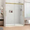 Frameless Shower Door, 56 1/8“-60” W X 76“ H, Aluminum, 5/16”8mm Clear Tempered Glass , with Handle, Double Sliding Shower Door 1