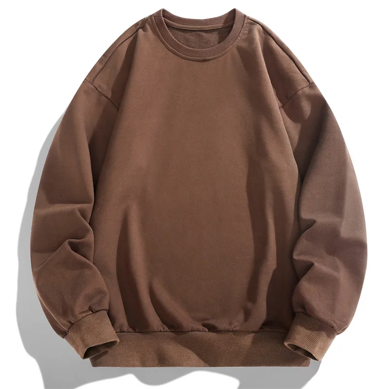 Spring Autumn KPOP Fashion Style Harajuku Slim Fit Ropa Hombre Loose Casual All Match Tops Solid O Neck Long Sleeve Sweatshirt