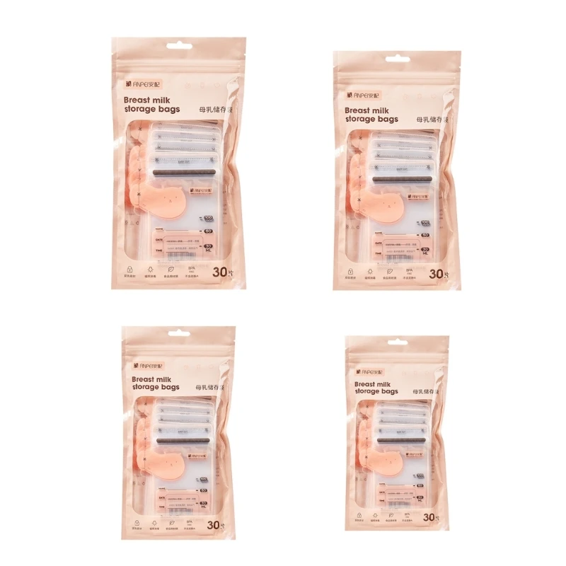 Breast Milk Storage Bags Puree Breastmilk Pouch with Leakproof Sealing Strip Travel Milk Bag for Refrigeration 30Pcs