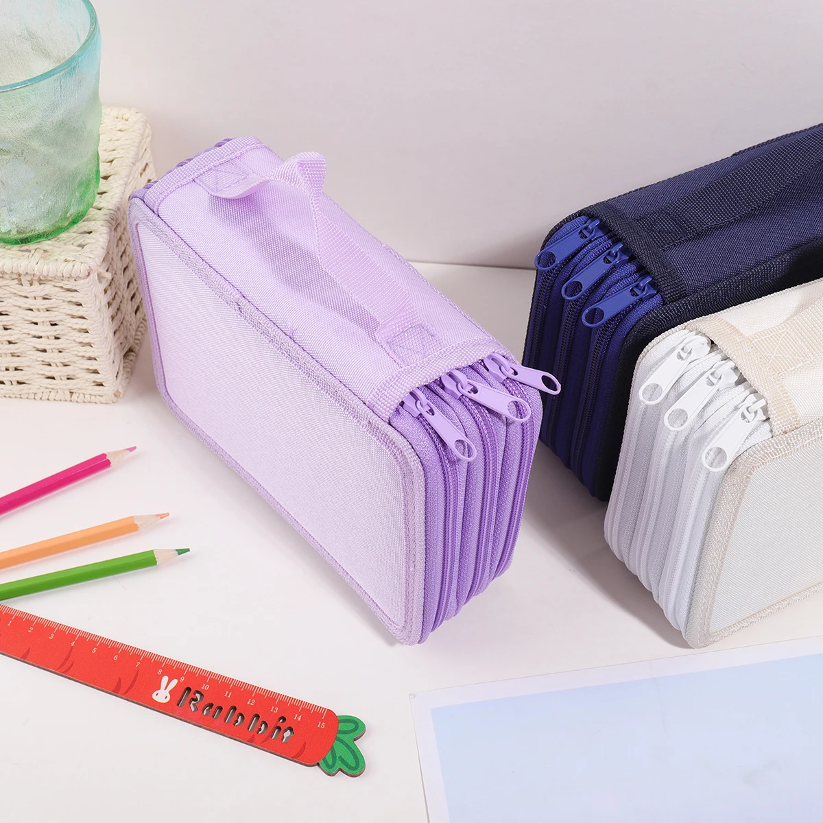 Multi-Layer Large Capacity Pencil Case with Handle - Organized Storage Solution