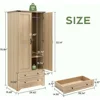 71" Wooden Armoire Wardrobe Closet with Adjustable Shelf and Hanging Rail, Freestanding Closet Wardrobe with 2 Wide Drawers 2