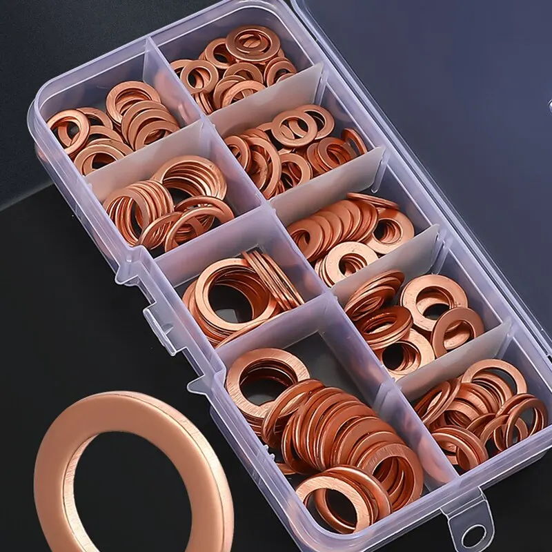 Purple Copper Gasket M5 M6 M8 M10 M12 M14 O-ring Oil Plugging Sealing Fittings 200pcs copper washer set copper washer washer gasket copper washers washer seal set washer gasket set