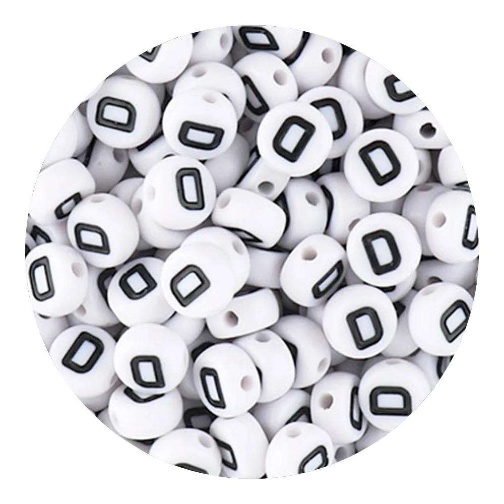 50/100/200 teile/los 7x4mm Weiß A-Z Runde Alphabet Acryl Buchstaben Perlen Lose Spacer für Schmuck Machen DIY Armband Zubehör – Detail 10