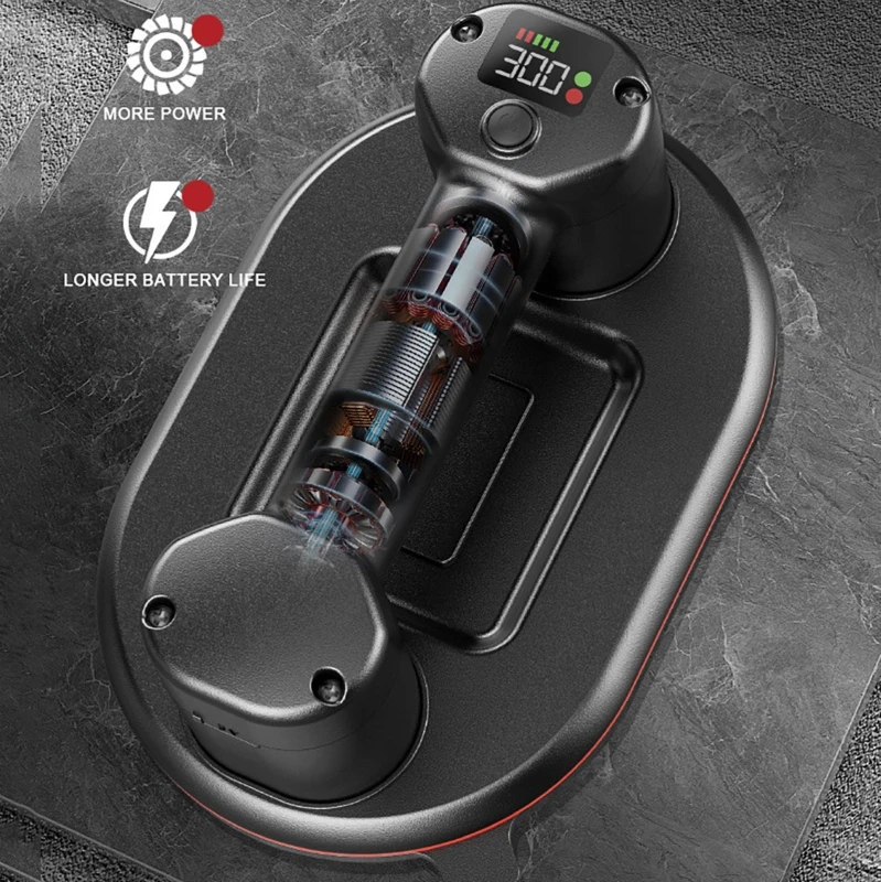 Vacuum suction cup vacuum sucker Intelligent Display Industrial Grade Electric Vacuum Suction Cup 300KG Load Heavy Duty Granite Tile Glass Lifter 4000mAh Battery