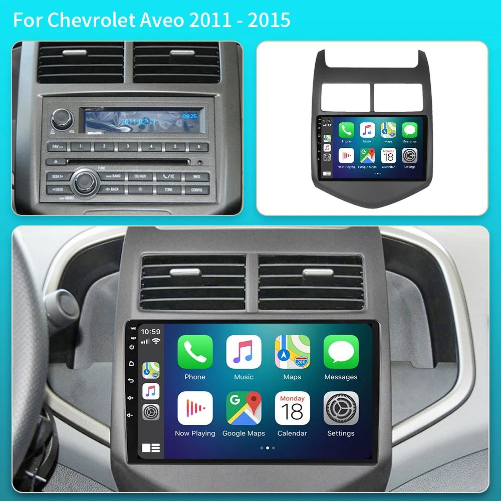 Android 16 Carplay Auto Per Chevrolet Aveo 2 Sonic T300 2011 2012 2013 2014 2015 Autoradio GPS Stereo Lettore Multimediale 2din DSP - immagine 2