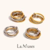 La. Muses 3-layer 4-layer Mixed Color Inlaid Zircon Stainless steel Women's Ring Shiny High-quality Waterproof Jewelry Gift 1