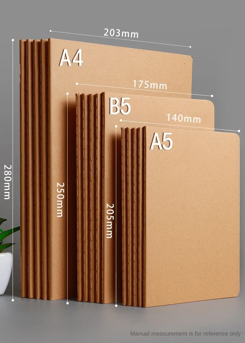 A5 Kraft Cover Vintage Notebook - BlankGridLined Diary for Students  Office Supplies