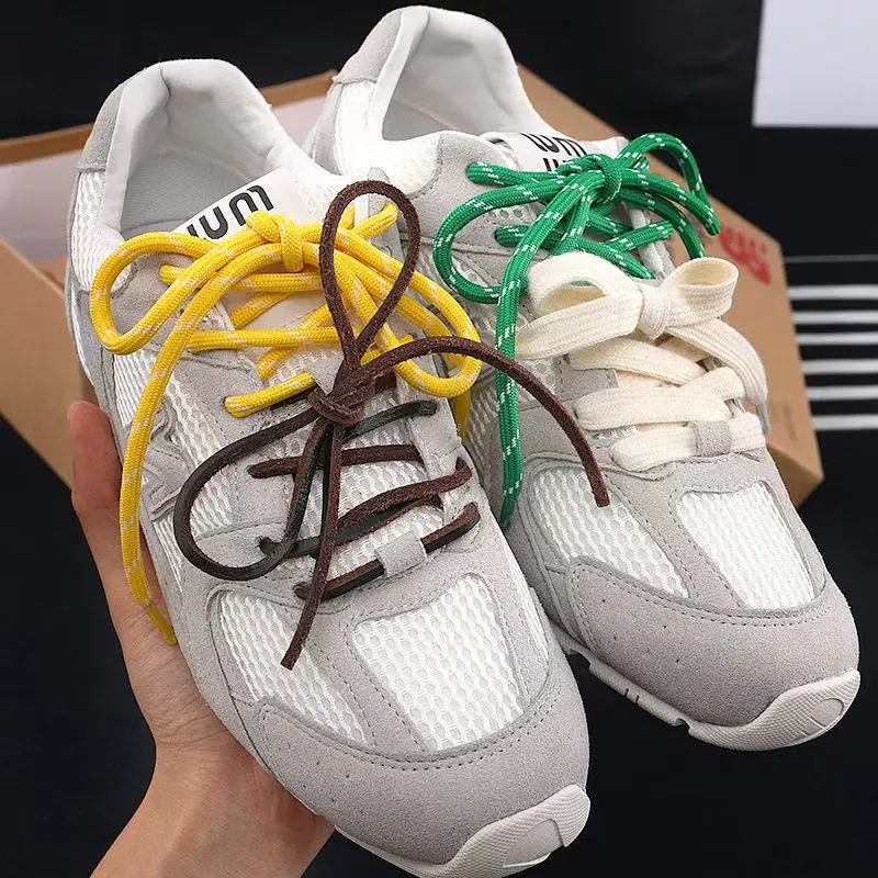 4-teiliges Set Vintage DIY MIU Bunte Schnürsenkel für Low-Top Canvas Sneaker Sport Casual Leder MIU Schnürsenkel Dropshipping