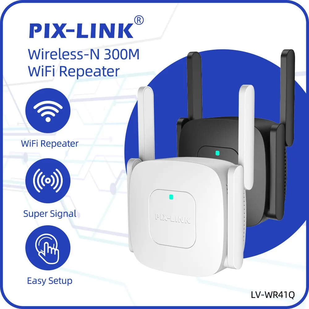 Pix-Link Wr41Q 300Mbps Wifi Extender, Wifi Range Extender Signal Booster Amplificatore Wifi Range Extender Wifi Ripetitore Internet