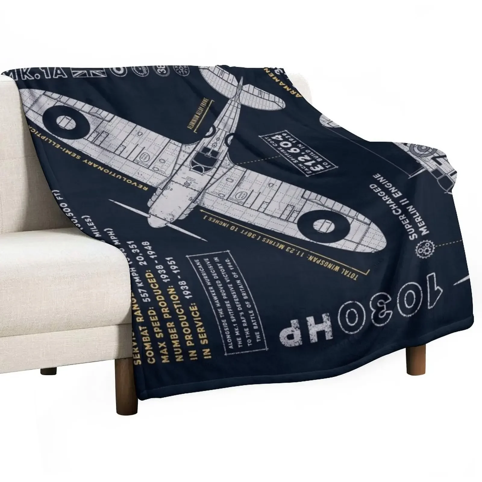 

Supermarine Spitfire Throw Blanket Cute Plaid Stuffeds Picnic Blankets