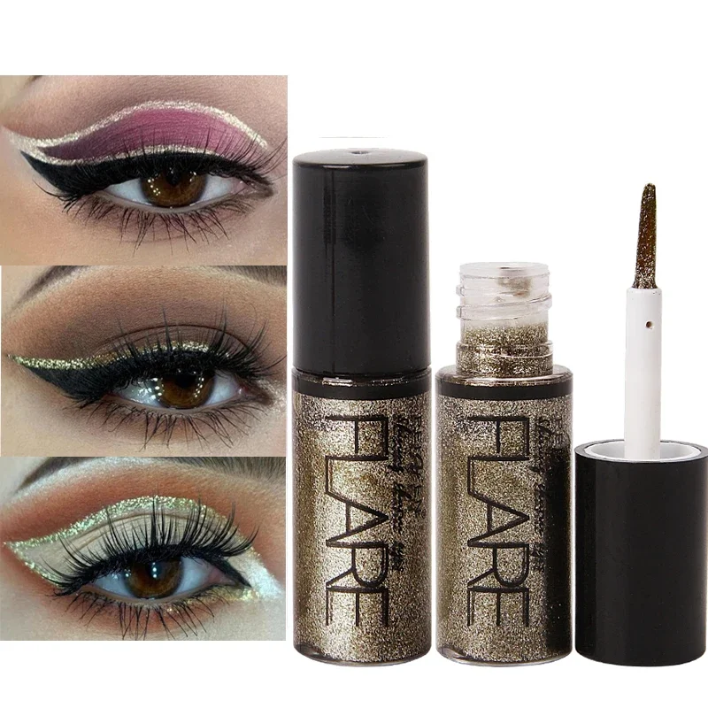 Glitter Eyeliner 5 Colori Pigmento Impermeabile Argento Oro Rosa Eyeliner Liquido Trucco Cosmetico Eyeliner Lucidi A Lunga Durata