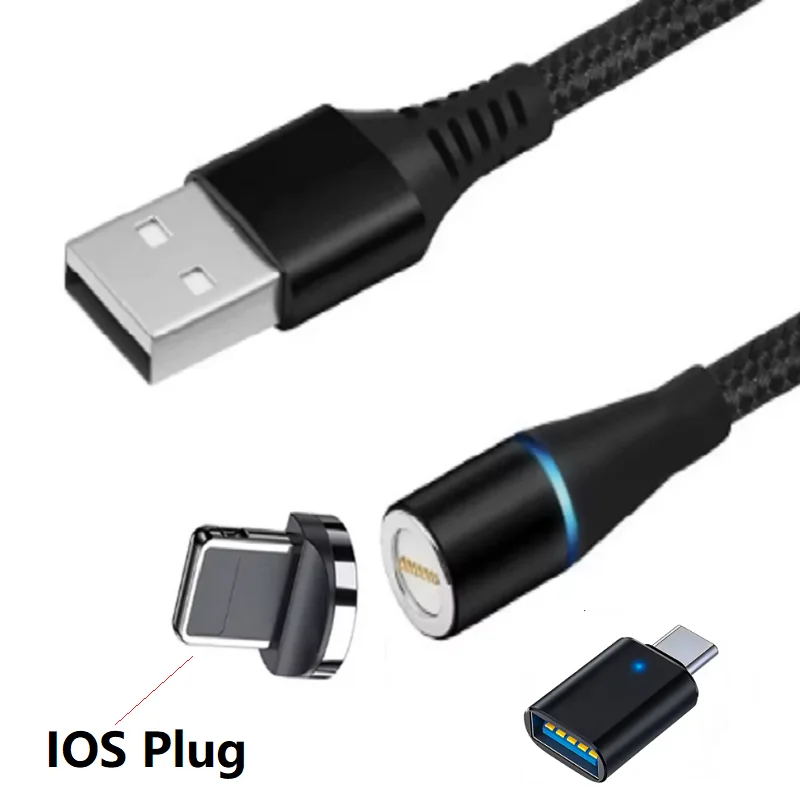 Magnetic Fast Charging Cable with USB Type C and Micro USB - 3 in 1