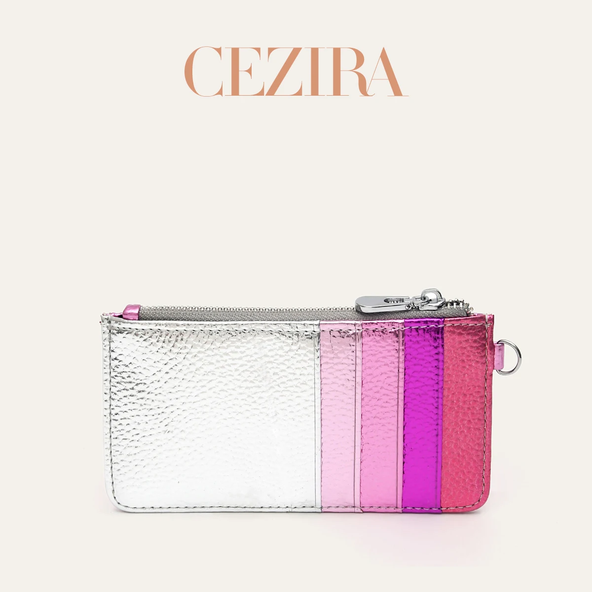 Metallic Rainbow Stripes Small Square Crossbody Bag - PU Vegan Leather with Magnet Flap & Metal Chain