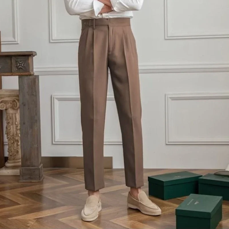 thumbnail image 1 of Pantalones de traje para hombre, pantalones caqui fluidos drapeados para hombre, traje holgado, ropa de estilo coreano, reseñas, muchos pantalones de vestir de alta calidad, 1 of 4