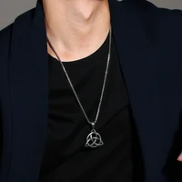 Lucky Triquetra Knot Charm Pendant Necklace Stainless Steel Irish Jewelry for Men Unisex