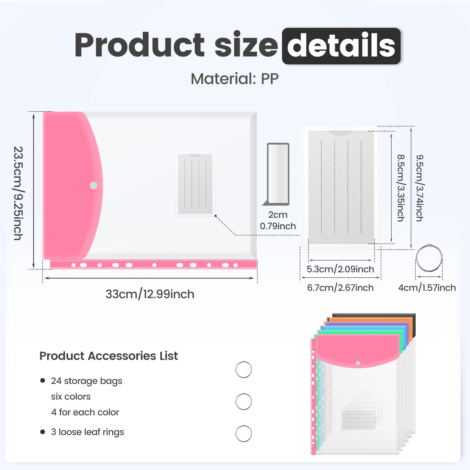 Waterproof PP Binder Pocket Folders for School Office