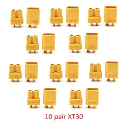 High-Performance Bullet Connectors for RC Lipo Battery and Aircraft Accessories (10 pair XT30)