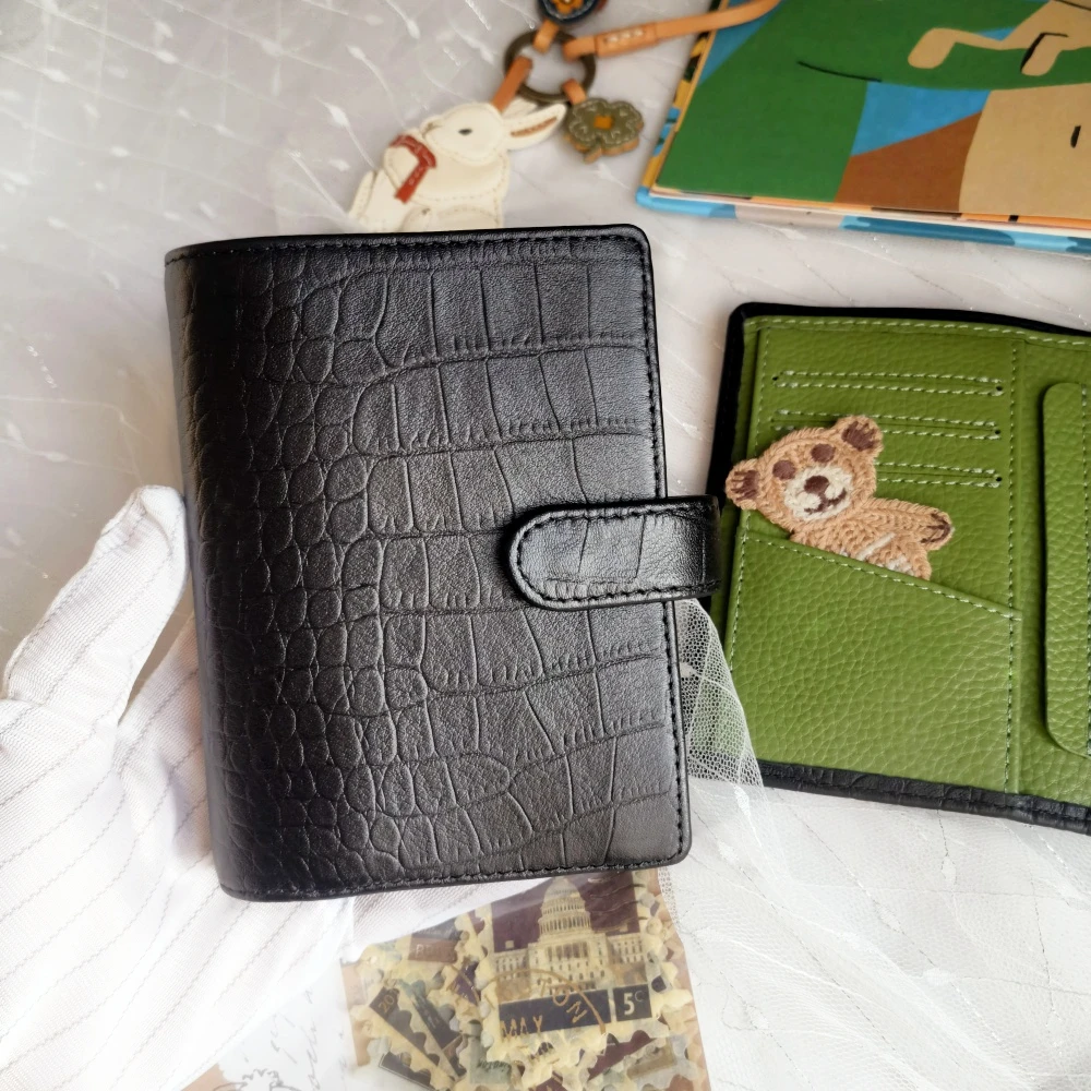  가죽 5 링, A8 미니 M5, 느슨한 잎 수첩 지갑, 휴대용 메모장, 의제 정리함, 소가죽 일기 주르