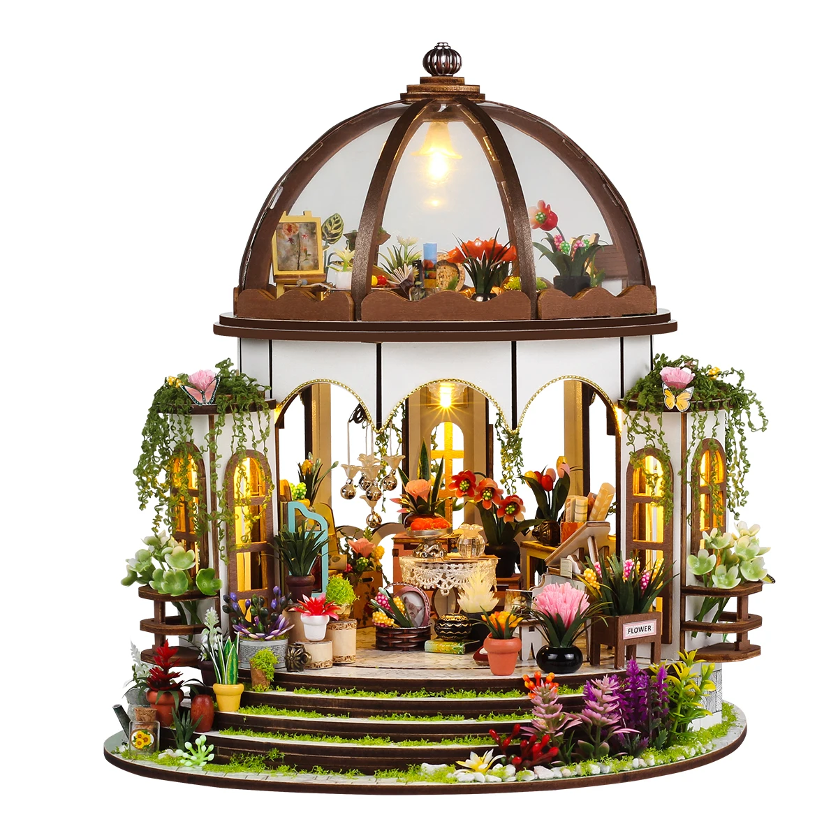 DIY Wooden Miniature Model Kit Hanging Garden Casa Doll Houses 3D Puzzle Dollhouse With Furniture for Friends Christmas Gifts 2