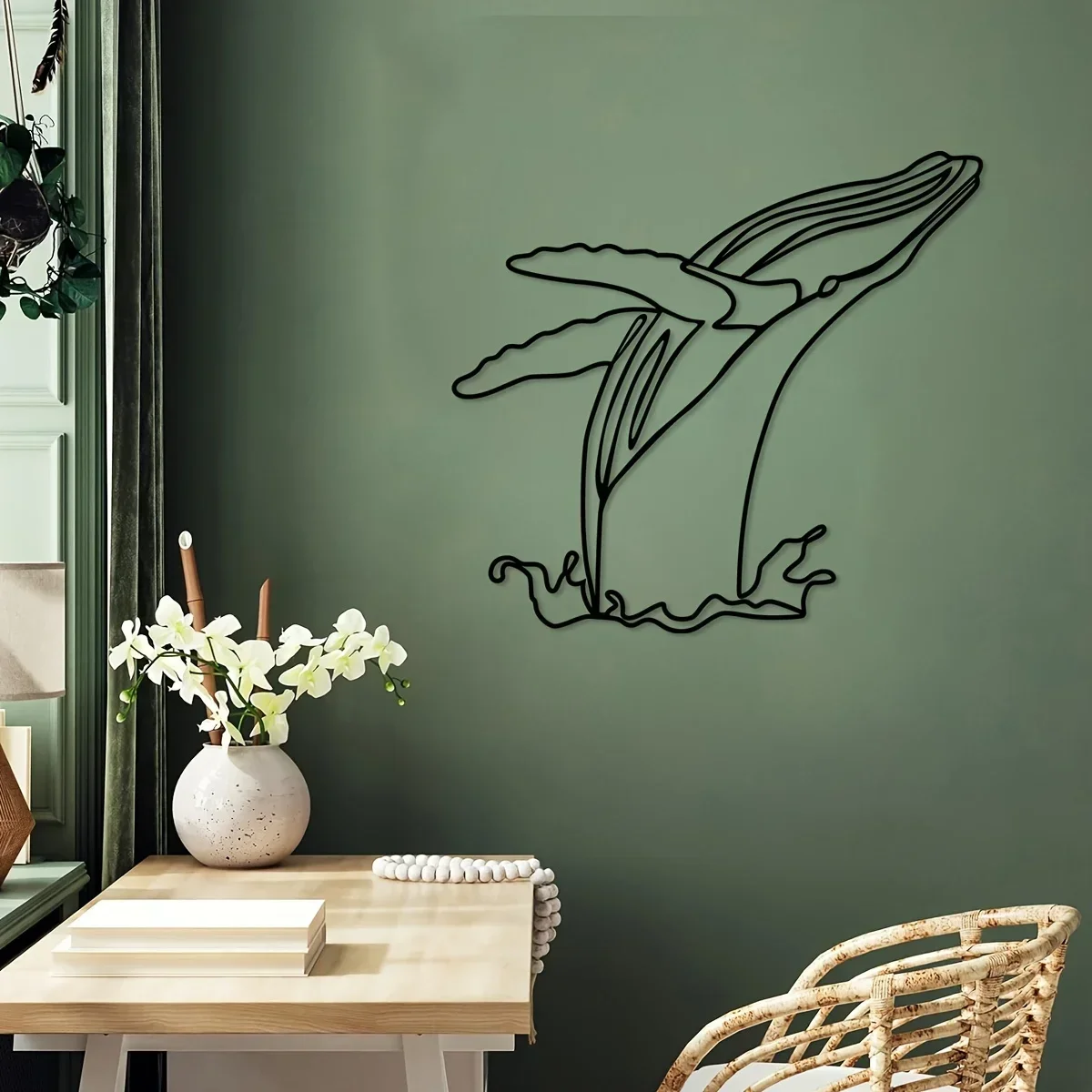 

Hello Young Minimalist Whale Iron Indoor Outdoor Crafts Interior Home Decoration Great for Living Room Bedroom Wall Mounted Deco