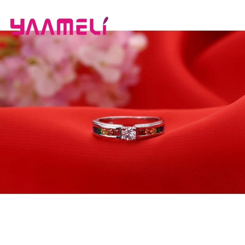 Rainbow Cubic Zirconia Ring Detail View 4