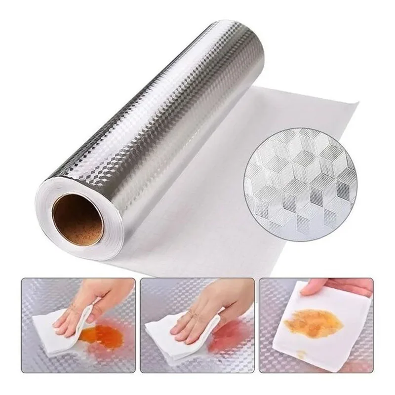 Aluminum Foil Paper Kitchen Oil-proof Stickers Waterproof Gas Stove Shield Self-adhesive Silvery for Kitchen Special Accessories 1