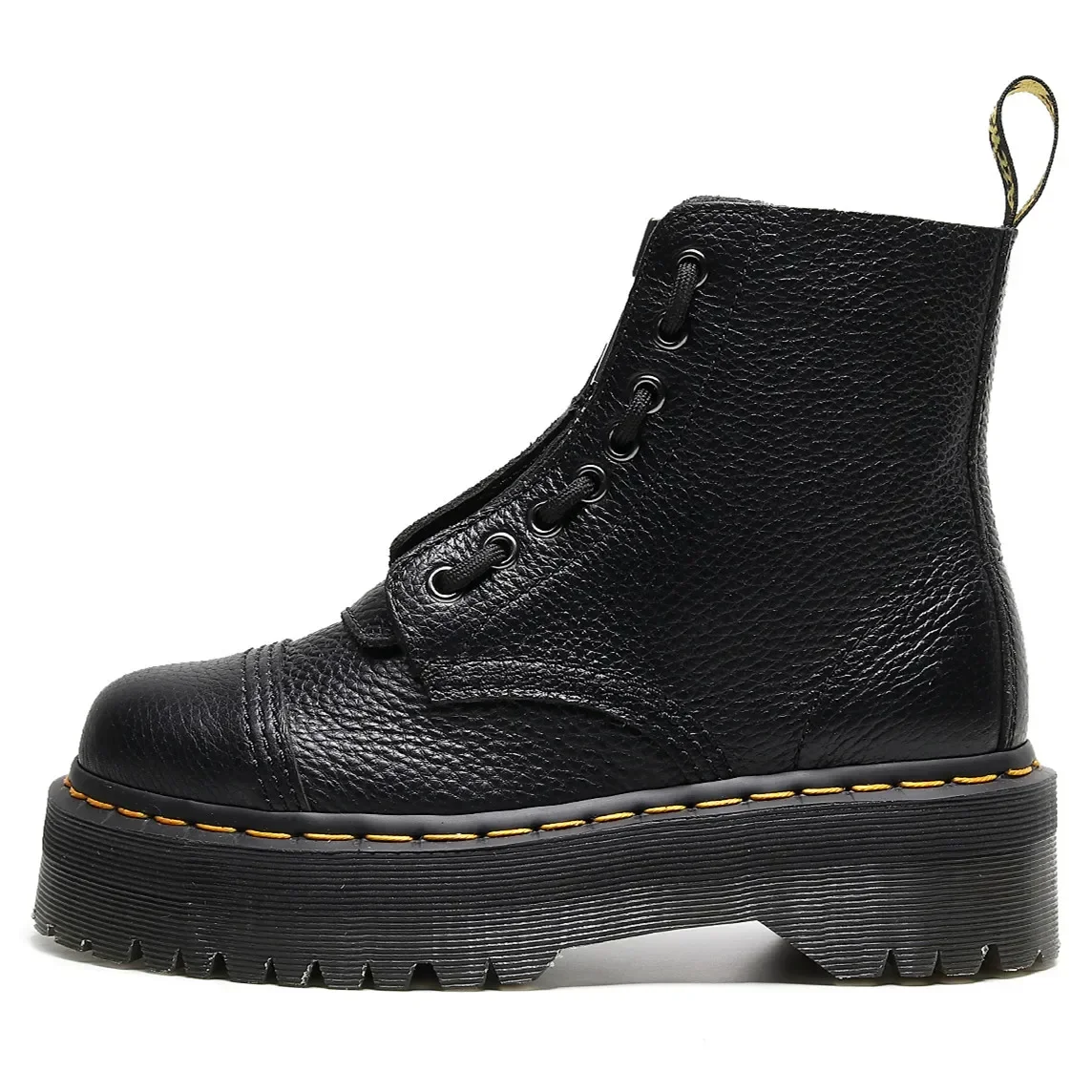 Large Size Platform Boots Women Shoes Black Leather Ankle Boots Punk Shoes Thick Bottom Motorcycle