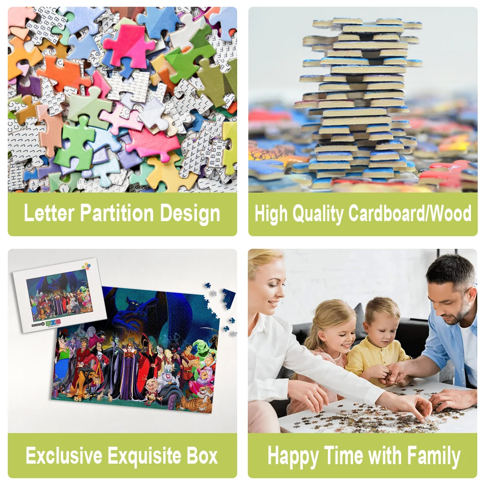 Disney Villains Collection Jigsaw Puzzle Cartoon Tangram Toy for Adults The Best Gift for Family Montessori Educational Toys